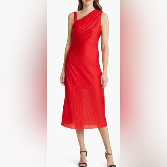HUGO BOSS Eperla Asymmetric Neck Satin Cocktail Dress, size L - Picture 5 of 12